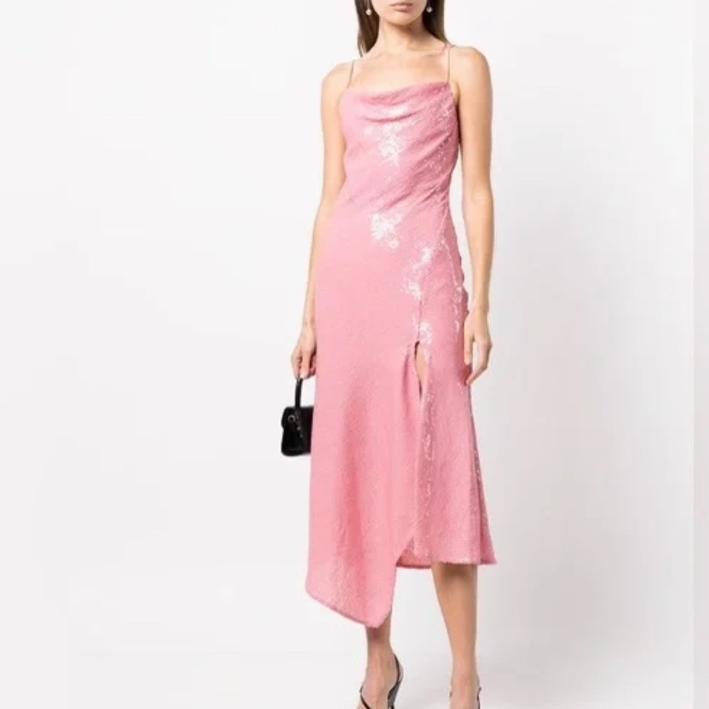 Alice + Olivia Pink Harmony Sequin Midi Dress